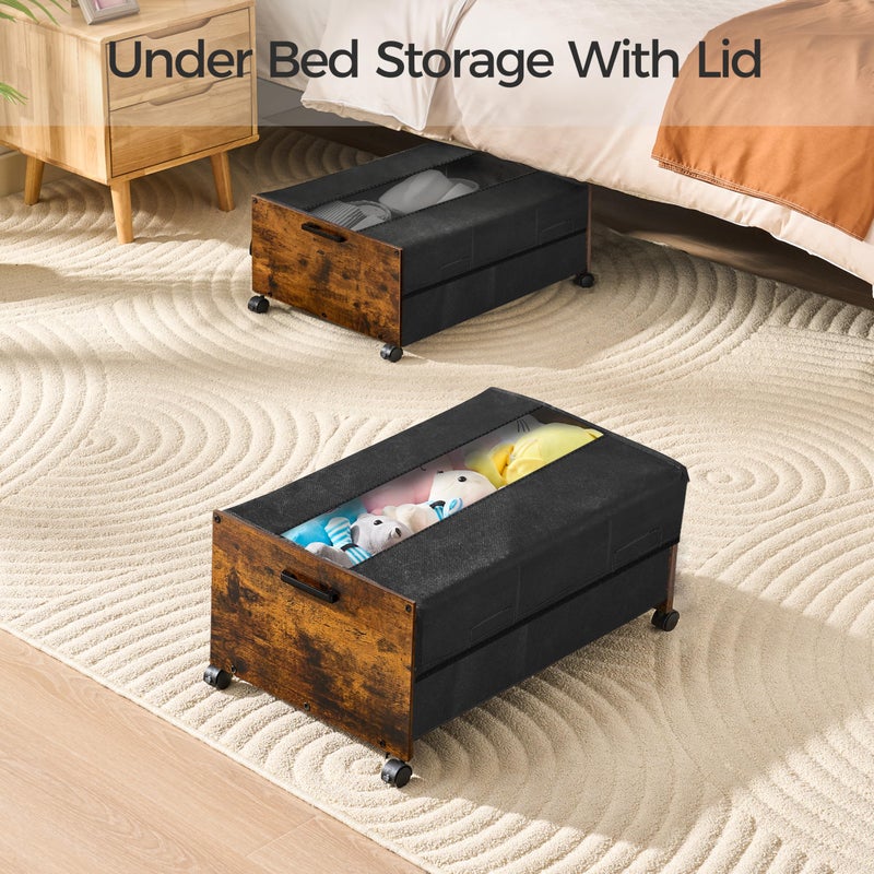 FOUCSSOMEI Under Bed Storage with Wheels, Under Bed Storage Containers, UnderBed Drawers with Metal Frame, for Clothes Shoes Blanket - Image 5
