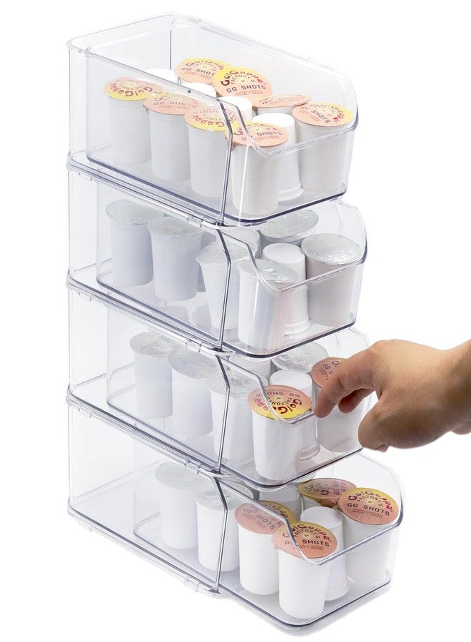 Famaster Clear Coffee Pod Holder for Counter, Transparent Coffee Pod Drawer for K Cups, Coffee Pod Storage Organizer Compatible with Nespresso Vertuo 76 Large or 104 Small Pods & Keurig Pods, 4 Tiers - Image 1