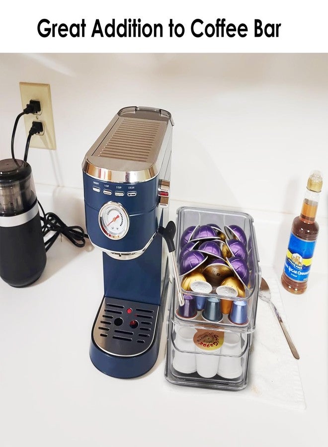 Famaster Clear Coffee Pod Holder for Counter, Transparent Coffee Pod Drawer for K Cups, Coffee Pod Storage Organizer Compatible with Nespresso Vertuo 76 Large or 104 Small Pods & Keurig Pods, 4 Tiers - Image 3