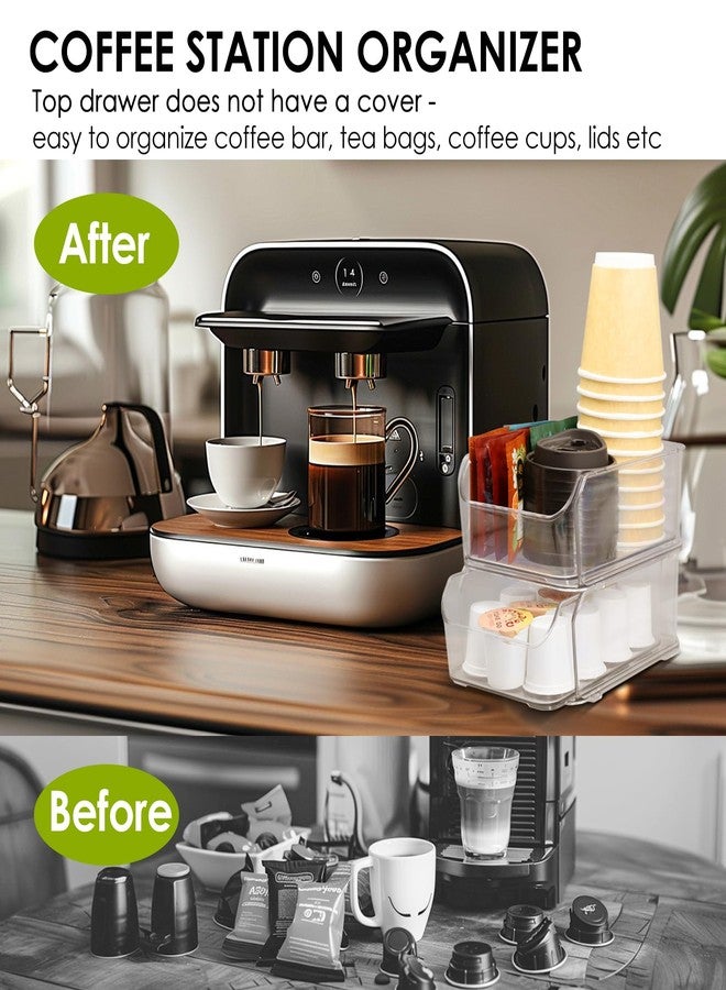Famaster Clear Coffee Pod Holder for Counter, Transparent Coffee Pod Drawer for K Cups, Coffee Pod Storage Organizer Compatible with Nespresso Vertuo 76 Large or 104 Small Pods & Keurig Pods, 4 Tiers - Image 2