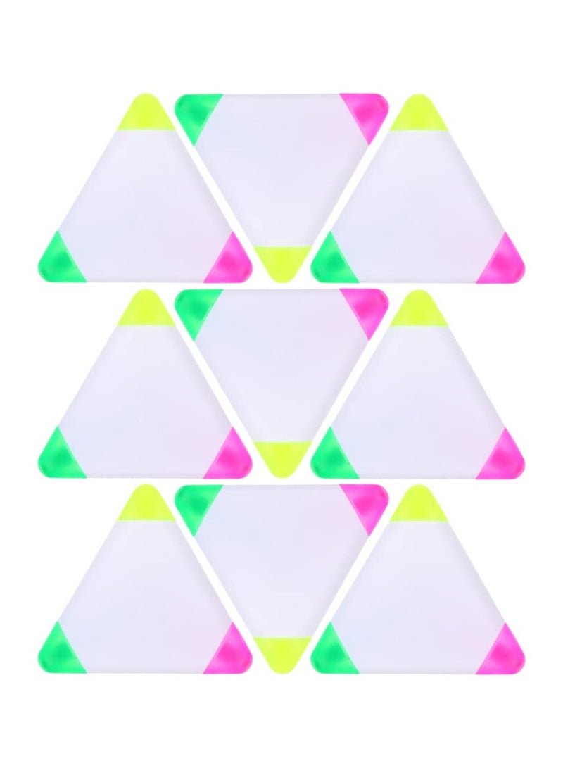 KASTWAVE 9pcs Petals Highlighters Triangle Shape Watercolor Highlighter Pens 3 in 1 Chisel Tip Marker Pen Kids Drawing Painting Pens for Note Taking Coloring Books Art Project - Image 1