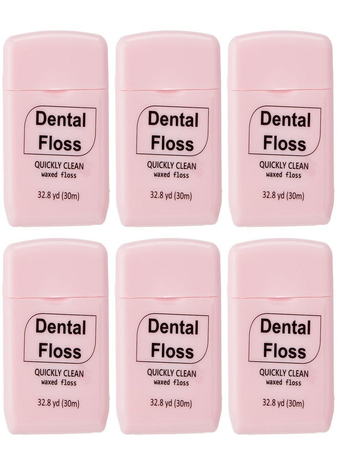 Baderke 6 Pack Mini Dental Floss, Travel Pack, 30 M Each Waxed Glide Floss Oral Care for Family Teeth Protection Effective Plaque Removal, Slides Smoothly(Pink - Image 1