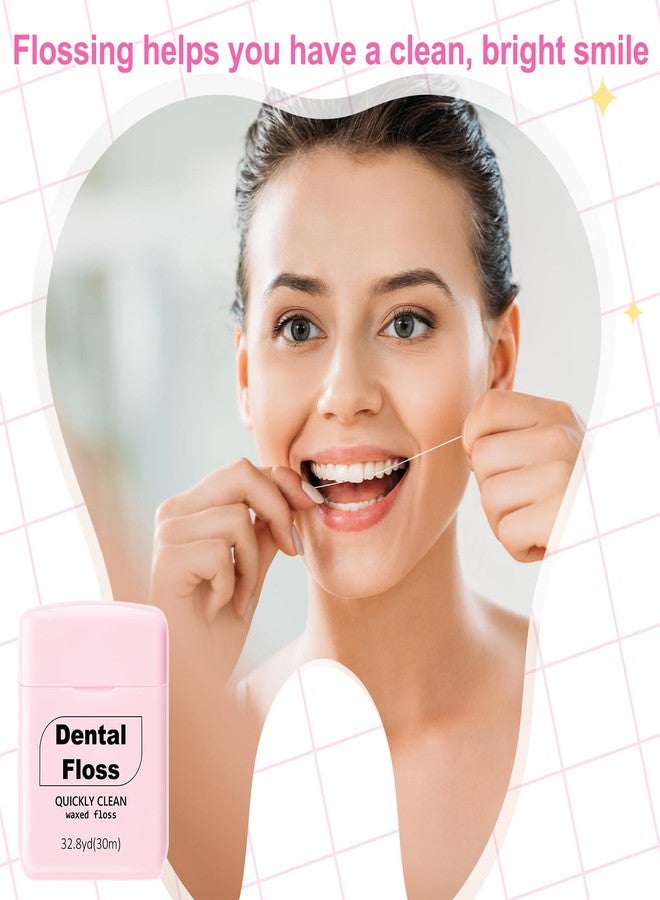 Baderke 6 Pack Mini Dental Floss, Travel Pack, 30 M Each Waxed Glide Floss Oral Care for Family Teeth Protection Effective Plaque Removal, Slides Smoothly(Pink - Image 4