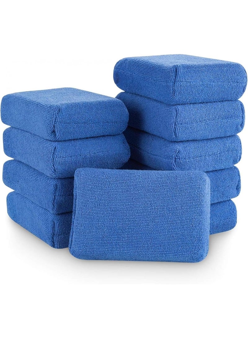 Bluejw Microfiber Applicator Pad-10 Pack, Car Wash Sponge, Premium Microfiber Sponge and Cleaning Pads, Car Detailing Supplies, Blue - Image 1