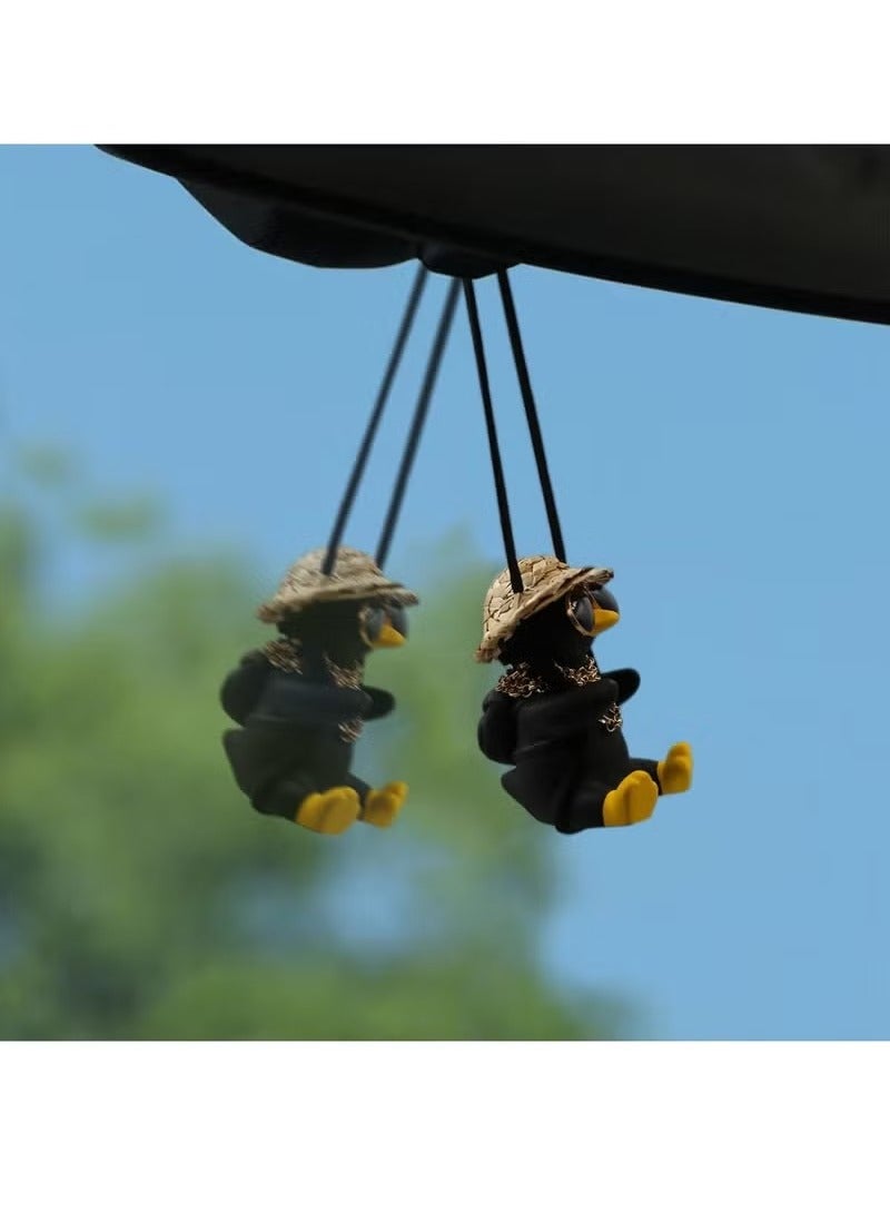 Generic Swinging Duck Car Hanging Ornament Cool Car Hanging Accessories for Rear View Mirror Cute Car Pendant Swinging Sunglasses Duck Hanging Swing  - Image 5