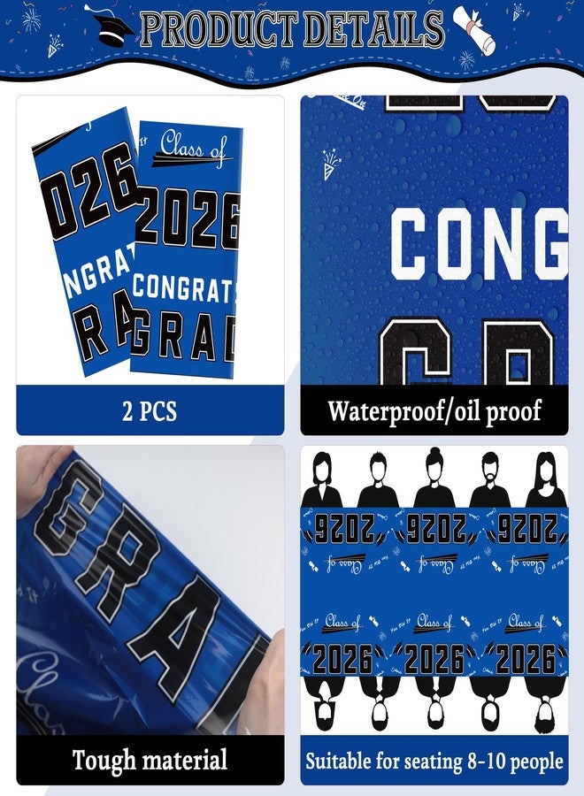 OHOME Graduation Decorations 2025 - Class of 2025 - Plastic Blue Tablecloth for Graduation Party Decorations - Class of 2025 Decorations Party Favors Supplies Banner,54" X 108" - Image 3