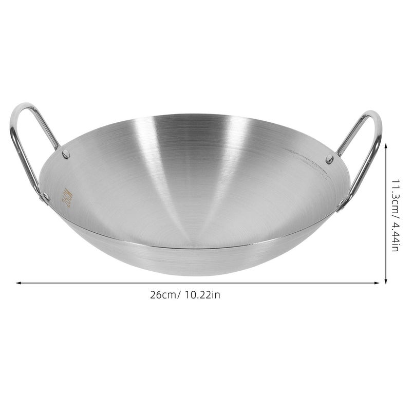 مقلاة ووك ستانلس ستيل بقاع دائري كبيرة السعة - Image 3