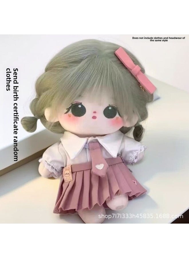 Cotton Doll Women's Genuine 20cm Plush Doll Doll Change Clothes For Girlfriend Little Girl's Birthday Gift-Specifications:Boned (1 Random Skirt + Birth Certificate + Dressing Tool + Blush + Hair Care Solution)-Color:Little Faint Naked Baby  - Image 4