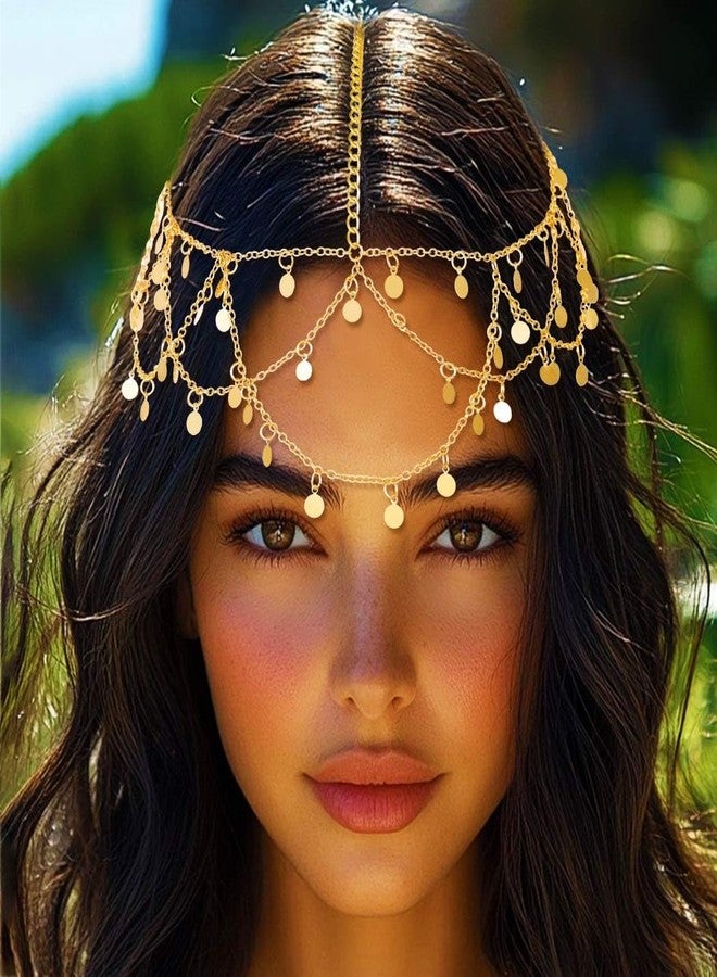 Aukmla إكليل رأس أكملا المزخرف بالخرز - إكسسوار رأس ذهبي لسلاسل الشعر - ملابس مهرجان - إكسسوارات شعر للنساء - Image 3