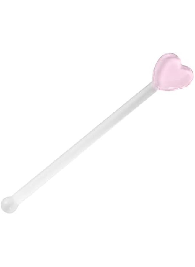 Arabest 5 Heart Shaped Glass Cocktail Stirrers Handcrafted Transparent Mixer Sticks for Home Bar Parties  - Image 1