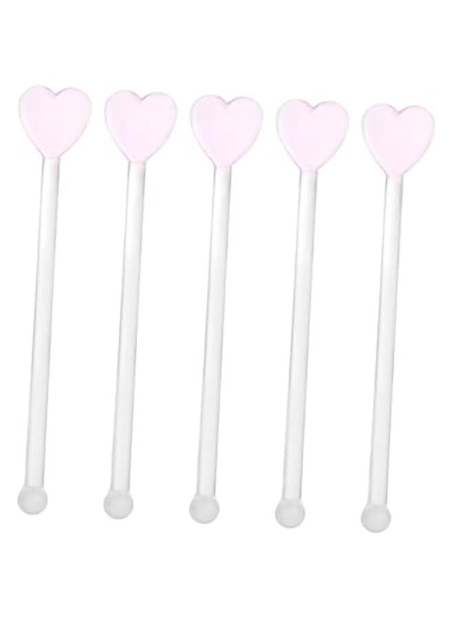 Arabest 5 Heart Shaped Glass Cocktail Stirrers Handcrafted Transparent Mixer Sticks for Home Bar Parties  - Image 4