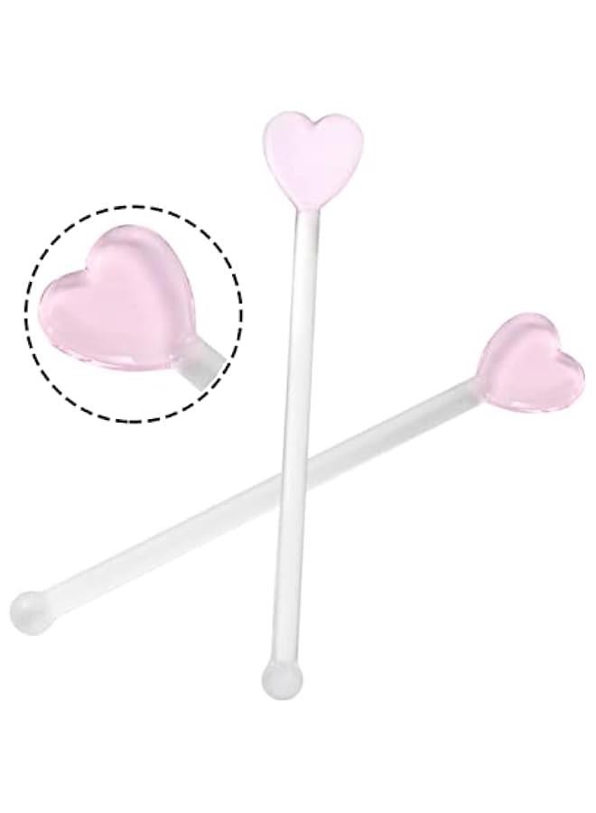 Arabest 5 Heart Shaped Glass Cocktail Stirrers Handcrafted Transparent Mixer Sticks for Home Bar Parties  - Image 5