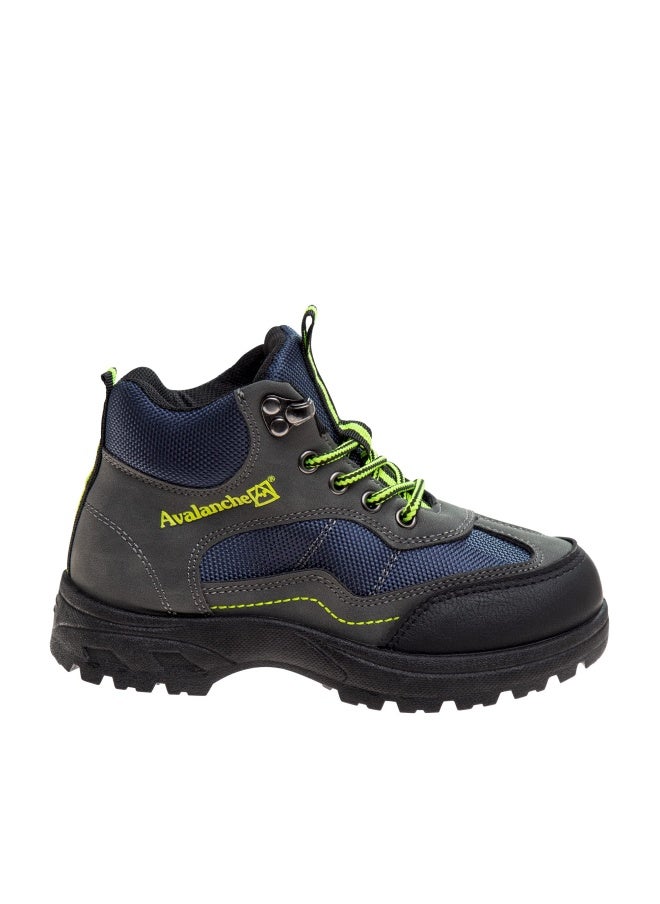 Avalanche Kids Work Boots Lace Up Mid Height Waterproof - Hiking Trekking Walking Climbing Comfort Boot - Navy Grey (size 1 Big Kid) - Image 1