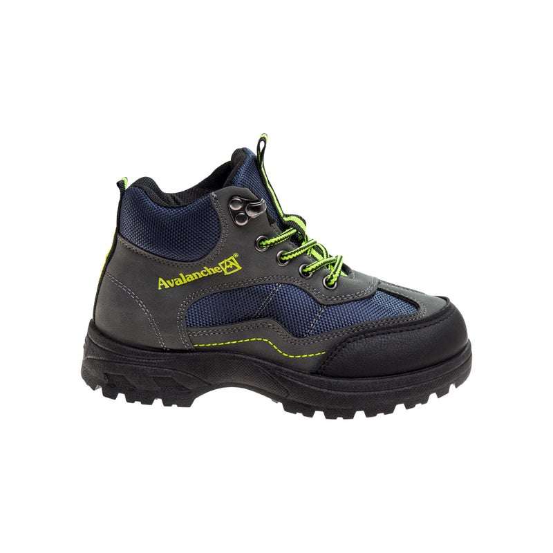 Avalanche Kids Work Boots Lace Up Mid Height Waterproof - Hiking Trekking Walking Climbing Comfort Boot - Navy Grey (size 1 Big Kid) - Image 2
