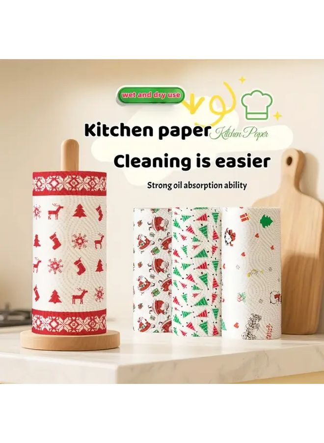 مناديل عيد الميلاد الحمراء للاستخدام الشاق القائمة على الخشب ثلاثية الطبقات، تمتص الزيت وتزيل الروائح بقوة - Image 2