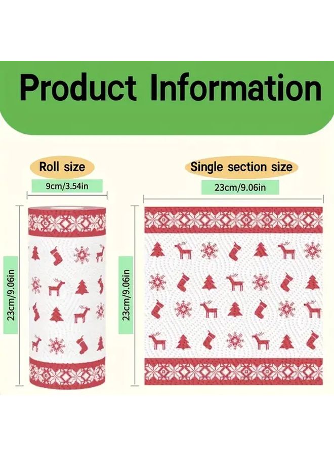 مناديل عيد الميلاد الحمراء للاستخدام الشاق القائمة على الخشب ثلاثية الطبقات، تمتص الزيت وتزيل الروائح بقوة - Image 4