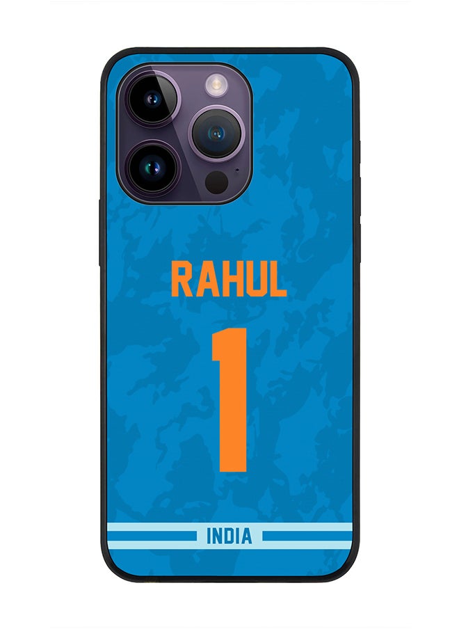 Stylizedd Rugged Black Edge Case iPhone 14 Pro, Slim fit Soft Case Flexible Rubber Edges Anti Drop TPU Gel Thin Cover - Player Name - KL Rahul, Jersey Number- 1  - Image 1