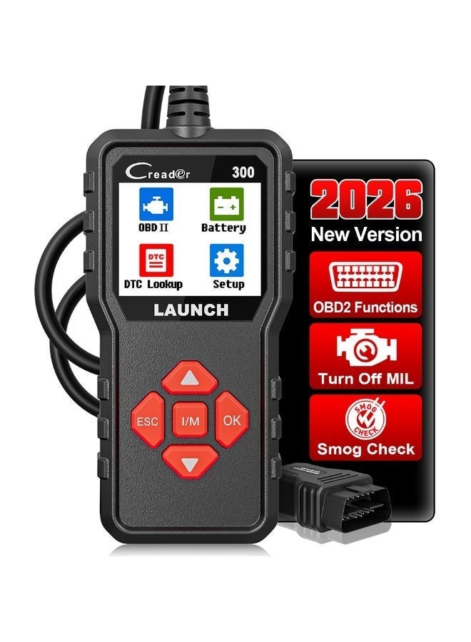 Launch Creader 300 OBD2 Scanner - Complete OBD-II Diagnostic Tool for Engine Fault Codes. 1.7 Inch Colour Display, Live Data & I/M Readiness. Plug & Play OBDII Scan Tool for All OBD2 Vehicles - Image 1