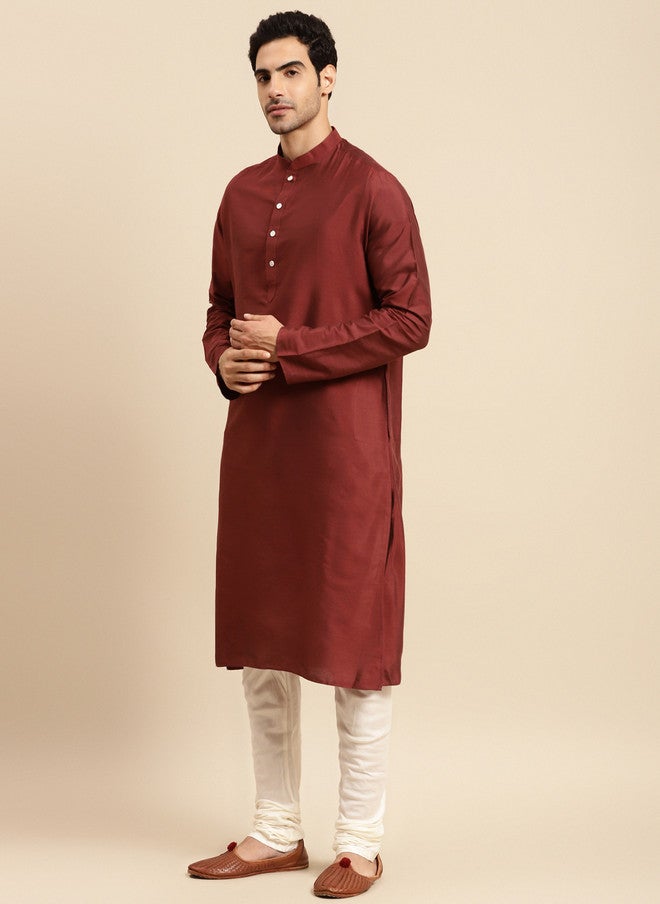 KISAH كيساه رجال كورتا مارون وأبيض مع شرويدر وشال - Image 5