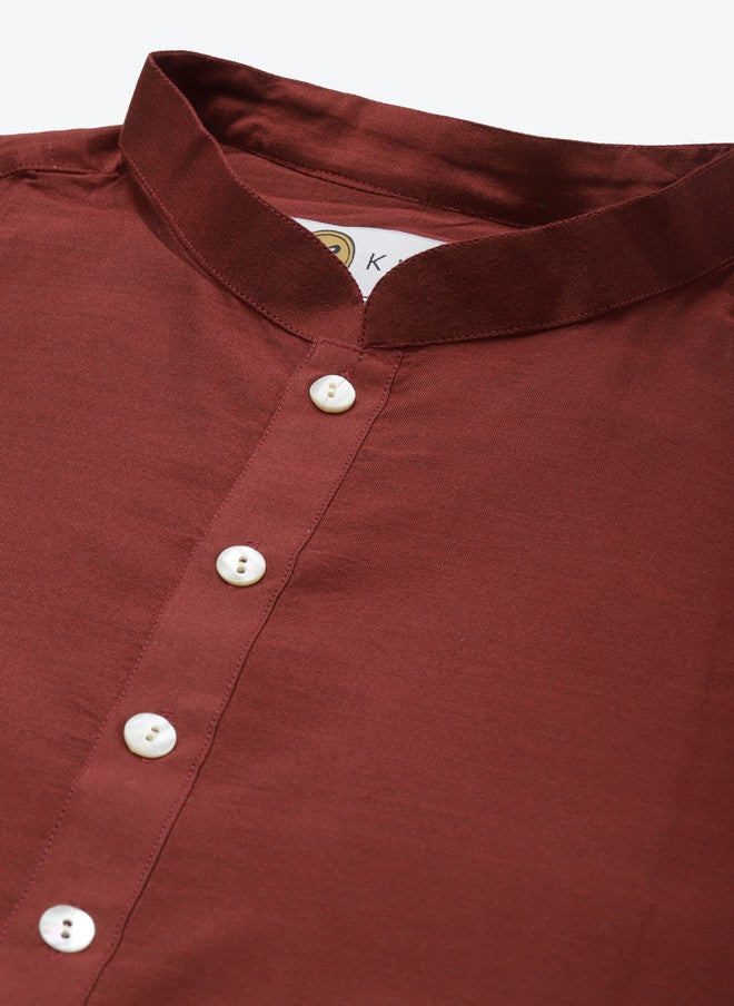 KISAH كيساه رجال كورتا مارون وأبيض مع شرويدر وشال - Image 2