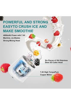 XVersion Portable Blender 500ML, Smoothie Blender, Portable Juicer Blender Smoothie Maker, Mini blender, High Speed 6-Blades for Office,Gym,Outdoor,Home,Travel,Baby Food Blender - White  - Image 4