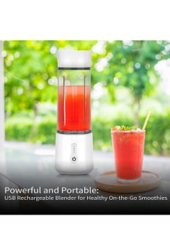 XVersion Portable Blender 500ML, Smoothie Blender, Portable Juicer Blender Smoothie Maker, Mini blender, High Speed 6-Blades for Office,Gym,Outdoor,Home,Travel,Baby Food Blender - White  - Image 2