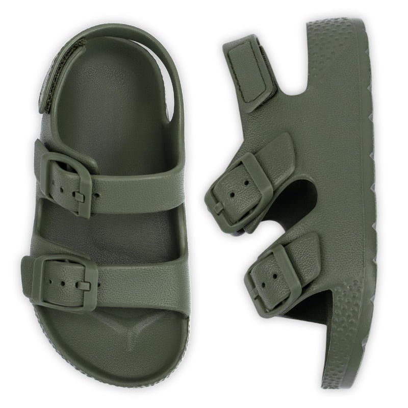ChayChax Toddler Boys Girls Double Buckle Sandals Children's Adjustable Back Strap Water Sandal, Army Green, 8 Toddler - Image 3