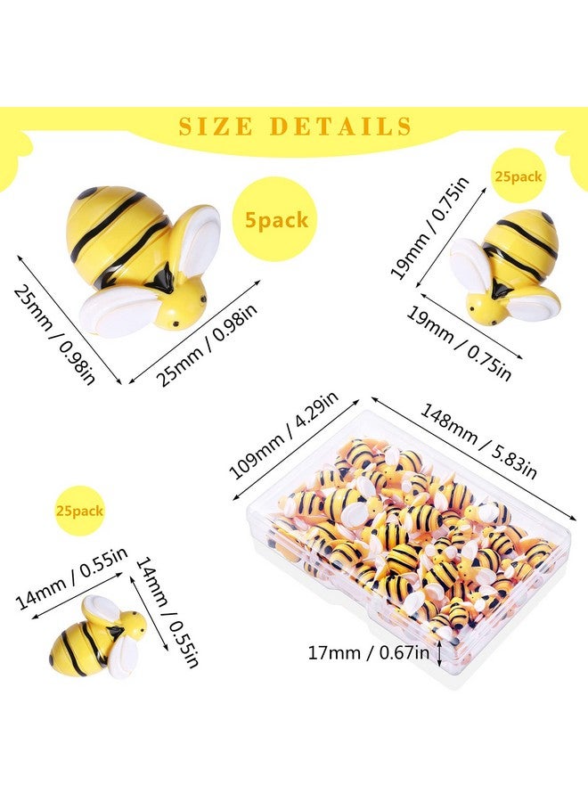 ميكيميكي 55 قطعة من زخارف النحل الصغيرة من الراتينج لتزيين الحرف الراتنجية مع صندوق تخزين من أجل إكليل الحرف اليدوية DIY وديكور المنزل وحفلات القصاصات 0.98 بوصة 0.74 بوصة 0.55 بوصة - Image 2