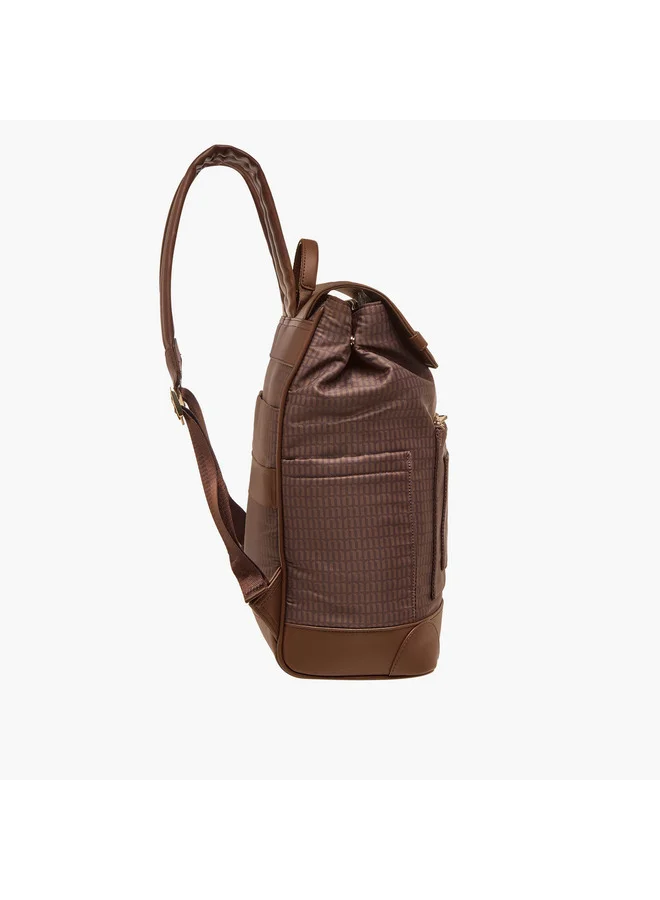 MISSY Women Monogram Print Backpack with Adjustable Shoulder Straps - 33x14x38 cm