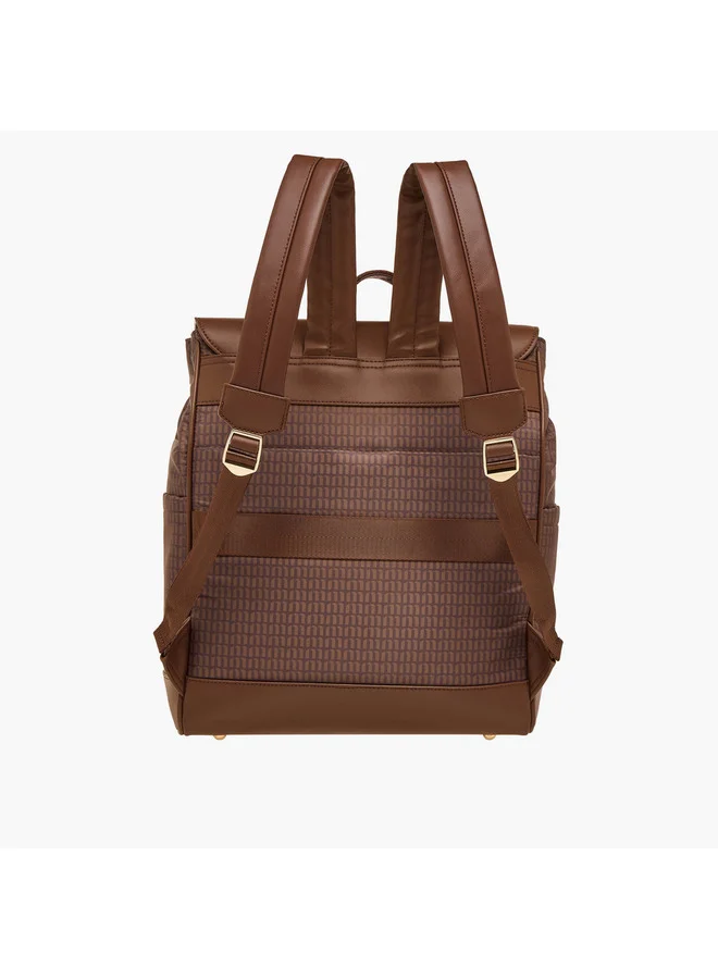 MISSY Women Monogram Print Backpack with Adjustable Shoulder Straps - 33x14x38 cm