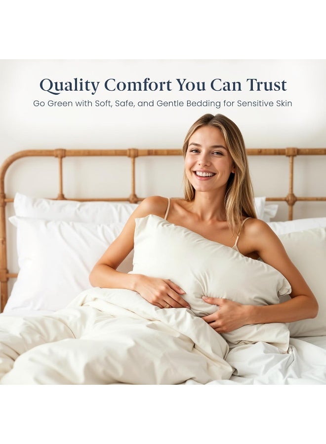 Ella Jayne Luxury 100% Viscose Bamboo Bed Sheet Set (4pc), Eco-Friendly & Cooling Bed Sheets, Sustainable Viscose Bamboo Sheets King & Queen Size, Queen Viscose Bamboo Sheets, Ivory - Queen Size - Image 2