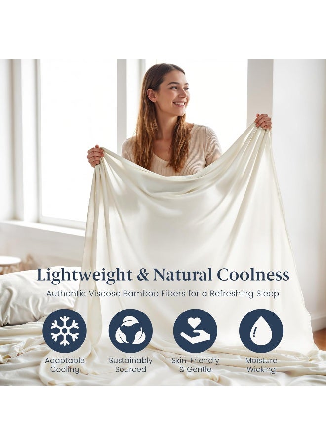 Ella Jayne Luxury 100% Viscose Bamboo Bed Sheet Set (4pc), Eco-Friendly & Cooling Bed Sheets, Sustainable Viscose Bamboo Sheets King & Queen Size, Queen Viscose Bamboo Sheets, Ivory - Queen Size - Image 5