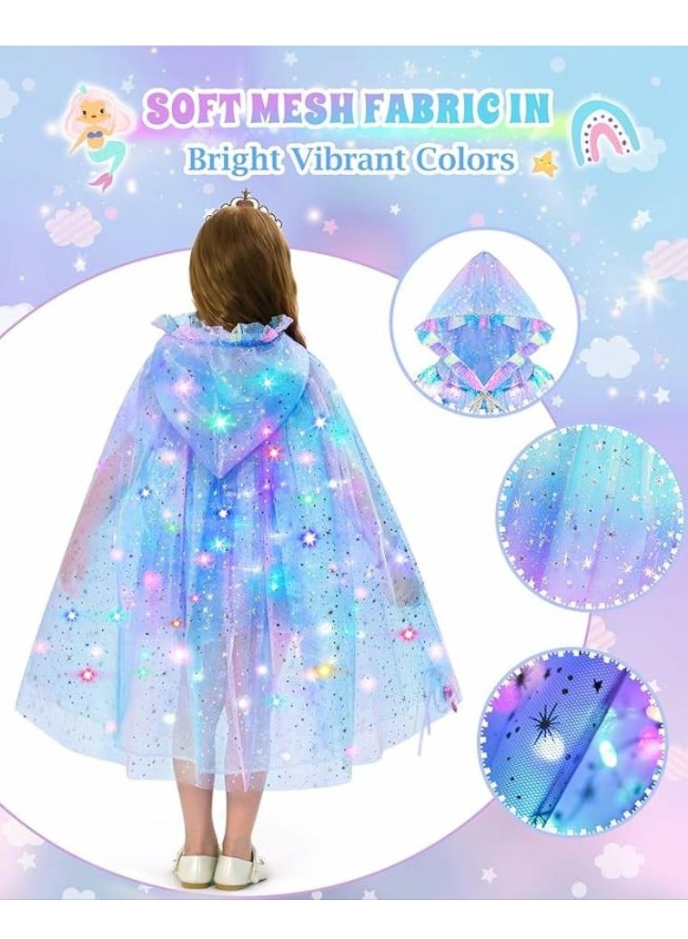 CALL PLAY Princess Dress Up for Girls, Light up Princess Cape Princess Dress Costume Crown Wand Gifts for Toddler Girls 3-10 - Image 3