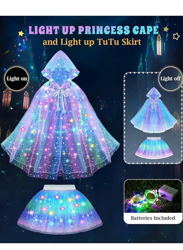 CALL PLAY Princess Dress Up for Girls, Light up Princess Cape Princess Dress Costume Crown Wand Gifts for Toddler Girls 3-10 - Image 2