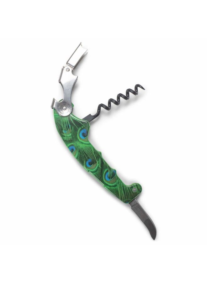 Cork Pops Colorful Peacock 4 Inch At Your Service Double Fulcrum Waiters Corkscrew - Image 4