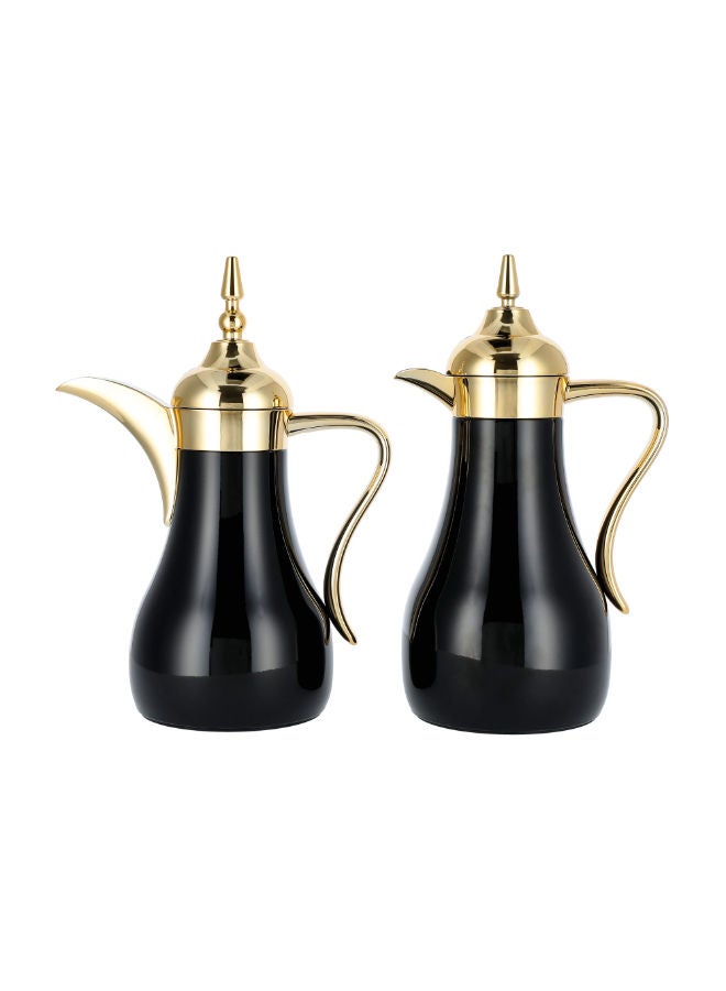 دلتي طقم دلات 2 قطعة ستيل لون ذهبي وأسود 1 لتر و700 مل من دلتي - Image 1