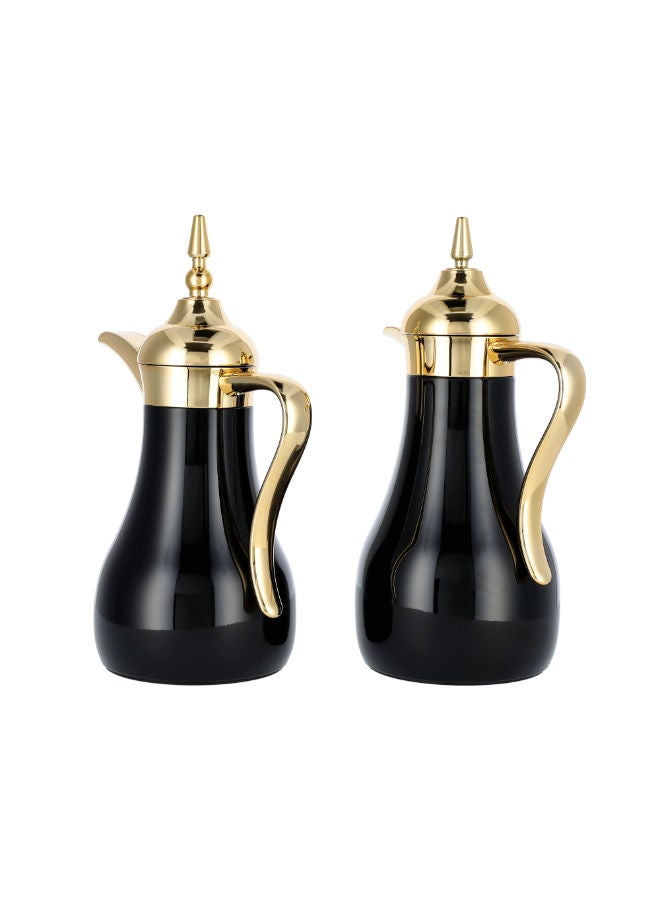 دلتي طقم دلات 2 قطعة ستيل لون ذهبي وأسود 1 لتر و700 مل من دلتي - Image 2