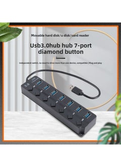 USB3.0HUB Hub 7-Port Diamond Key One-to-seven Extender Expansion Dock Computer Accessories High-speed Transmission-Number Of Interfaces:7 Mouth 2.0 Blister Packaging