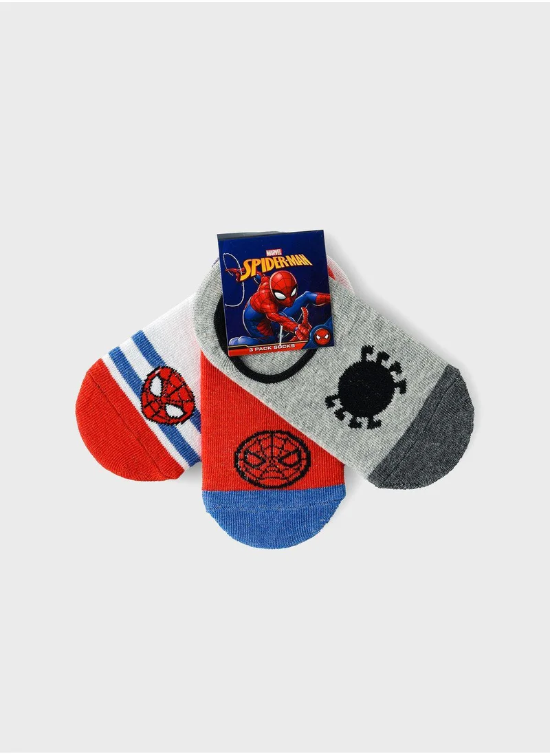 MARVEL Kids 3 Pack Spiderman No Show Socks