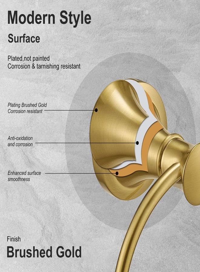 BESy حامل مناشف حمام من BESy مطلي بالذهب المصقول، حلقة مناشف يدوية، ملحق حمام مثبت على الحائط مقاوم للصدأ، رف مناشف من الفولاذ المقاوم للصدأ SUS 304 - Image 5