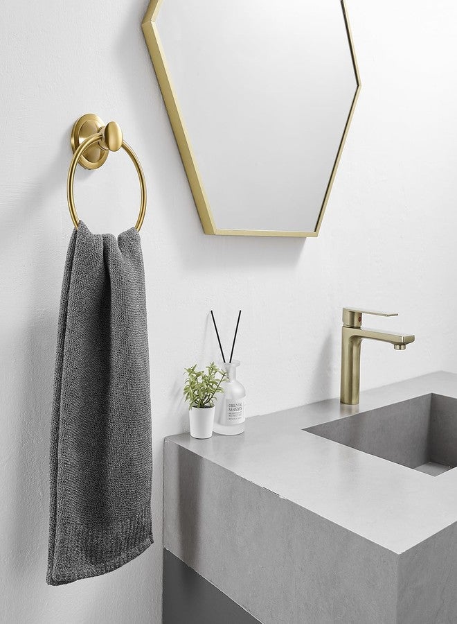 BESy حامل مناشف حمام من BESy مطلي بالذهب المصقول، حلقة مناشف يدوية، ملحق حمام مثبت على الحائط مقاوم للصدأ، رف مناشف من الفولاذ المقاوم للصدأ SUS 304 - Image 3