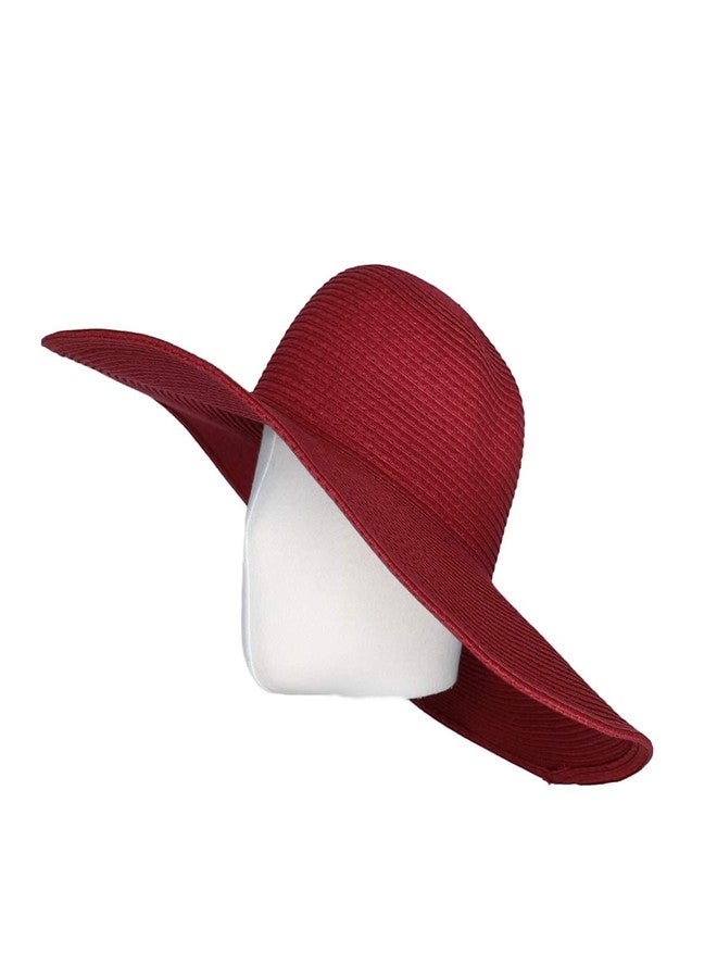 WITHMOONS Straw Hats for Women Floppy Sun Red Hats Beach Wide Brim Oversized UPF 50 with Strap Summer Roll Up SZ90045 (Red) - Image 3