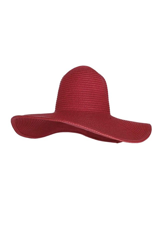 WITHMOONS Straw Hats for Women Floppy Sun Red Hats Beach Wide Brim Oversized UPF 50 with Strap Summer Roll Up SZ90045 (Red) - Image 1