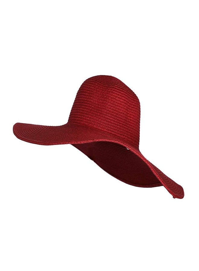 WITHMOONS Straw Hats for Women Floppy Sun Red Hats Beach Wide Brim Oversized UPF 50 with Strap Summer Roll Up SZ90045 (Red) - Image 2