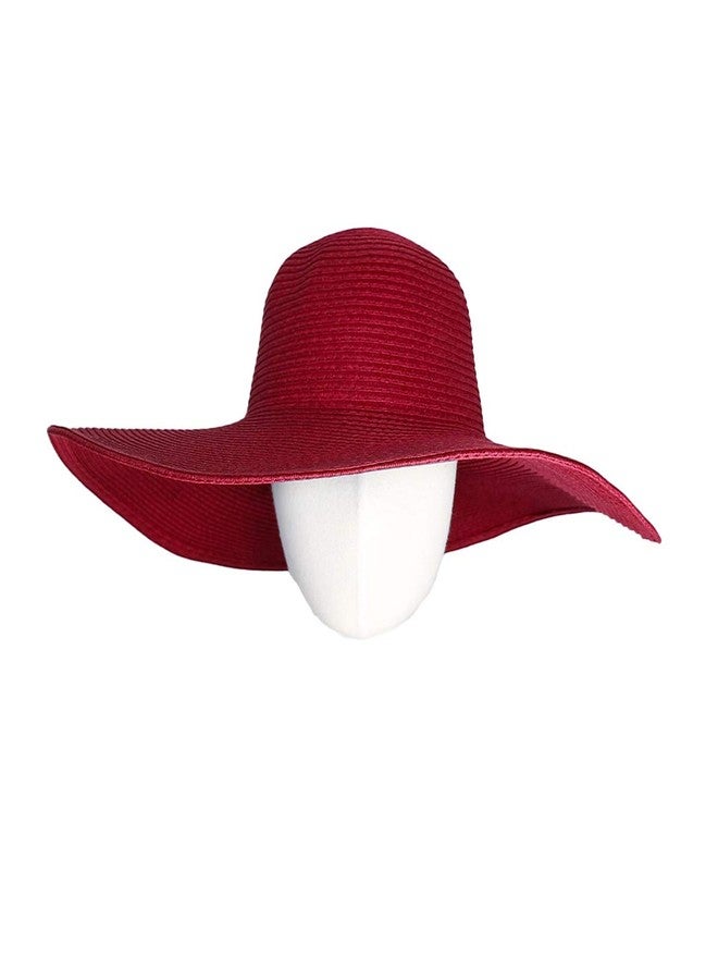 WITHMOONS Straw Hats for Women Floppy Sun Red Hats Beach Wide Brim Oversized UPF 50 with Strap Summer Roll Up SZ90045 (Red) - Image 4