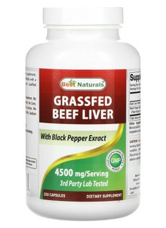 Grassfed Beef Liver 4500 mg 250 Capsules (750 mg per Capsule)