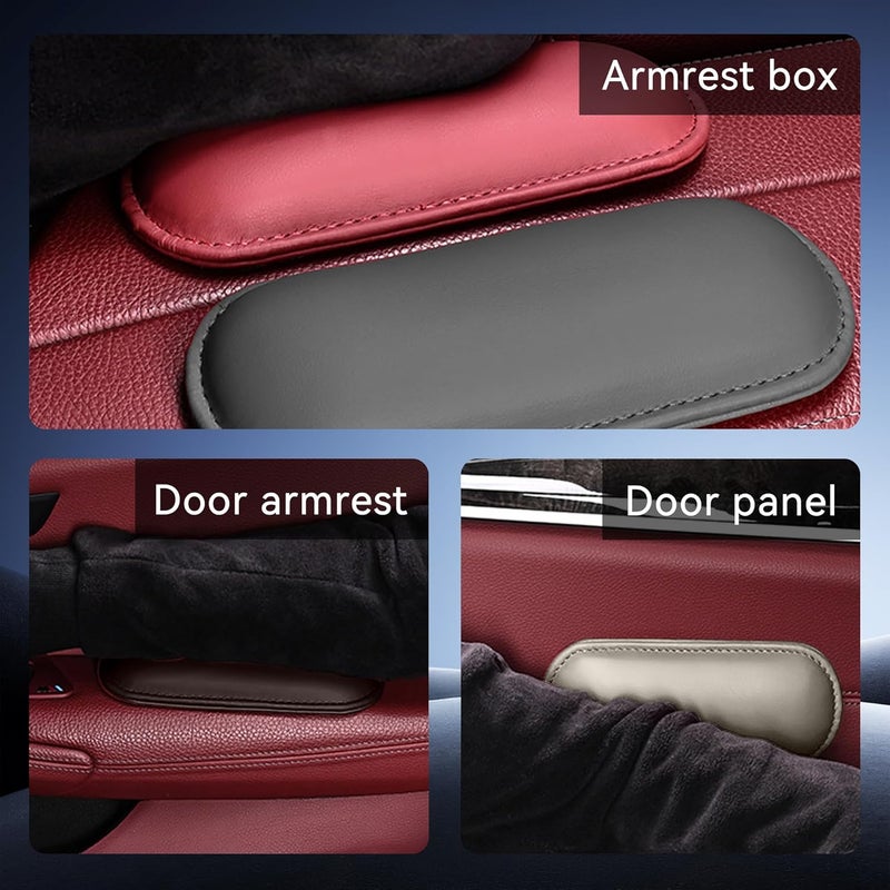 Alieemo Car Knee Cushion Pad, Leather Memory Foam Vehicle Door Armrest Pillow for Leg Elbow, Comfort Auto Interior Center Console Thigh Support Mat Accessories, Universal for Most Cars (Black/Red) - Image 4