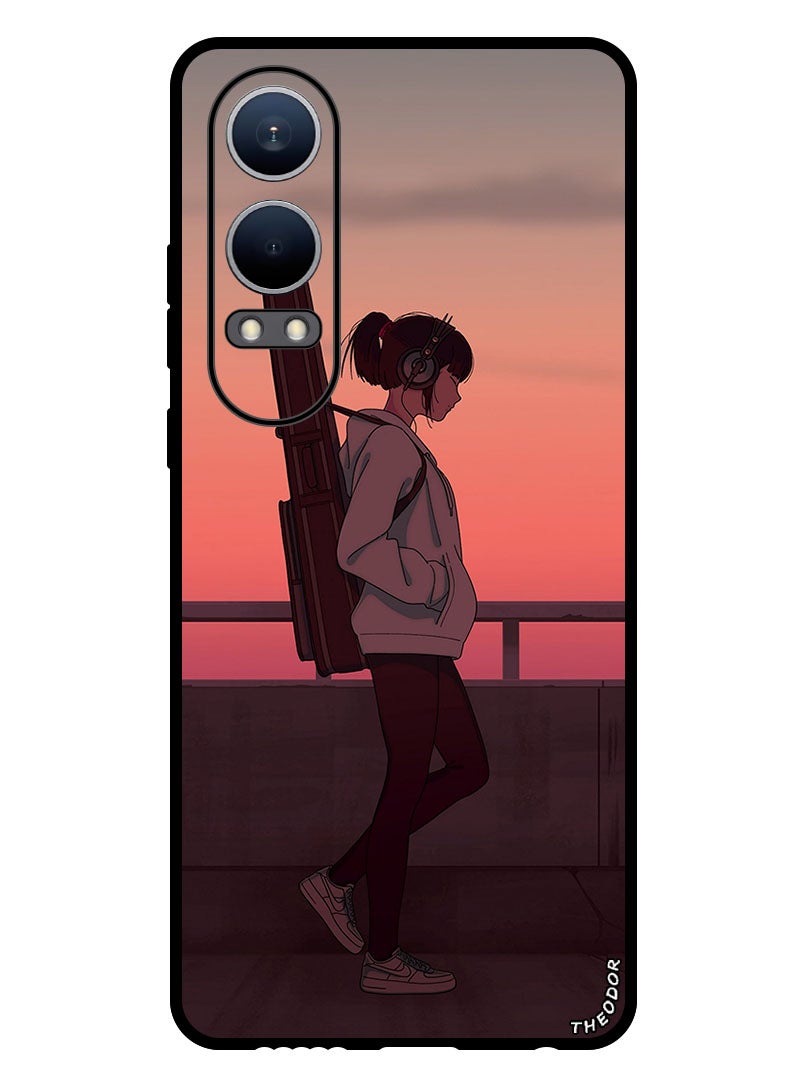 Theodor غطاء واقي مضاد للخدش ومقاوم للصدمات لجهاز OnePlus Nord CE4 Lite فتاة موسيقية عازفة على الجيتار - Image 1