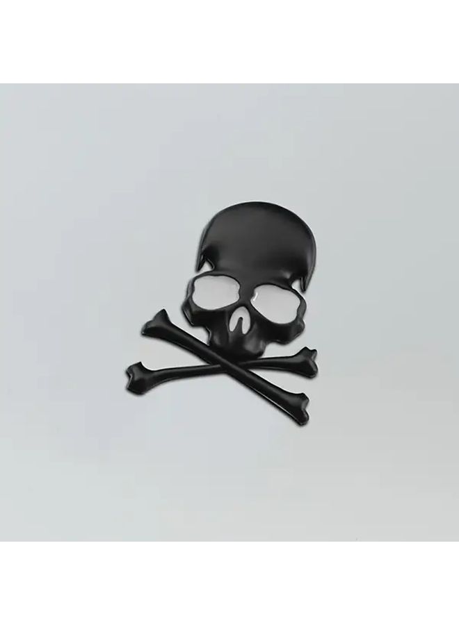 Black Skull Emblem Badge Metal Piece Universal Car Chrome Compatible - Image 3