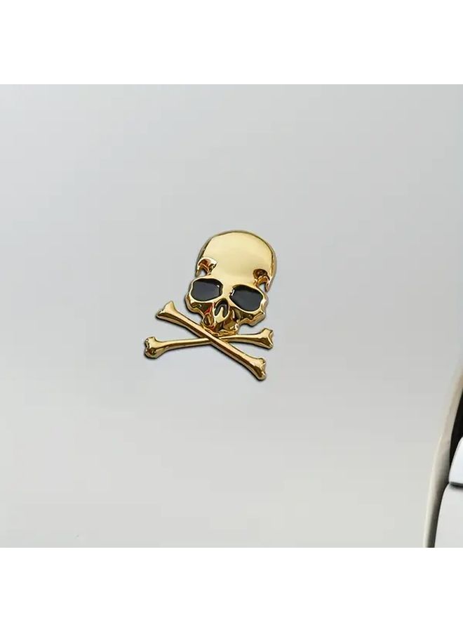 Black Skull Emblem Badge Metal Piece Universal Car Chrome Compatible - Image 2
